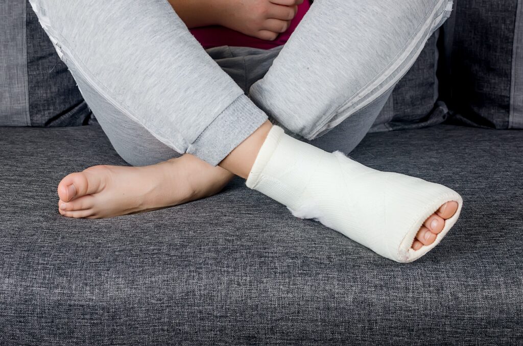 Person with bandage on one foot